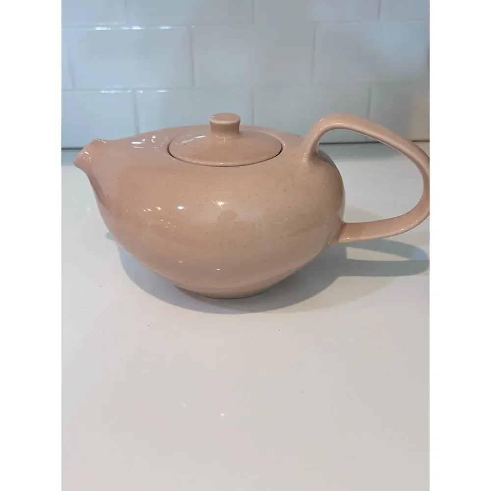 Vintage Russel Wright Pink Oneida Speckled Midcentury Pottery Teapot